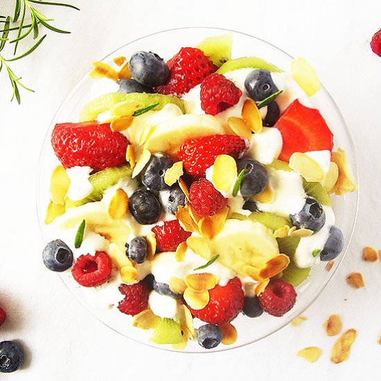 Fruit Salad with Rosemary and Cream