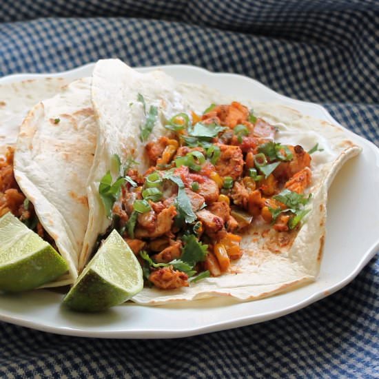 Chicken Tacos with Charred Corn
