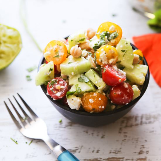 Tomato Cucumber Chickpea Salad