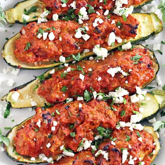 Paleo Greek Stuffed Zucchini Boats