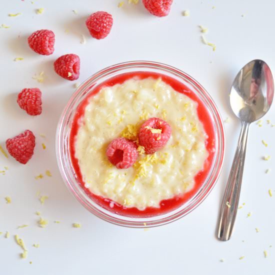 Raspberry Lemon Rice Pudding