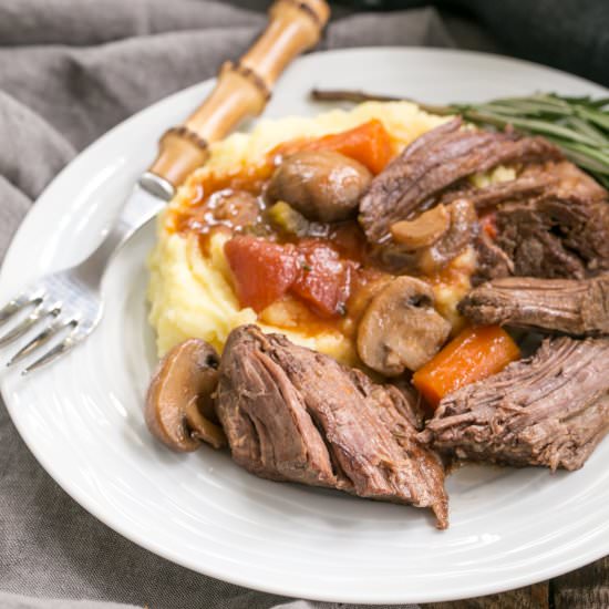Pot Roast w/ Mushrooms and Red Wine