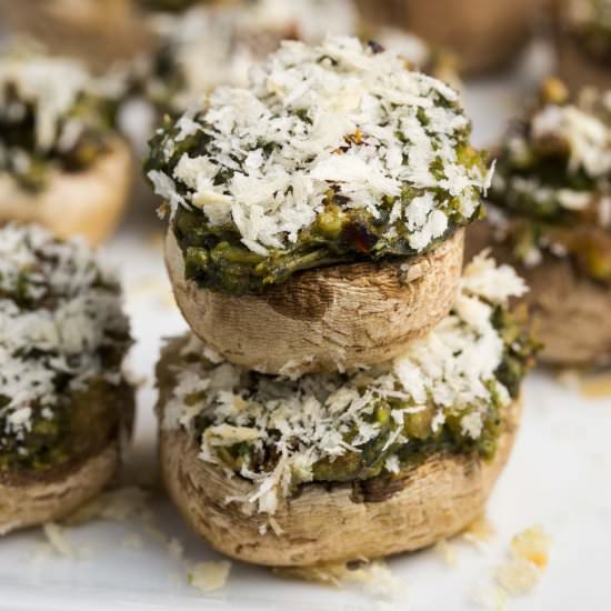 Pesto Stuffed Mushrooms
