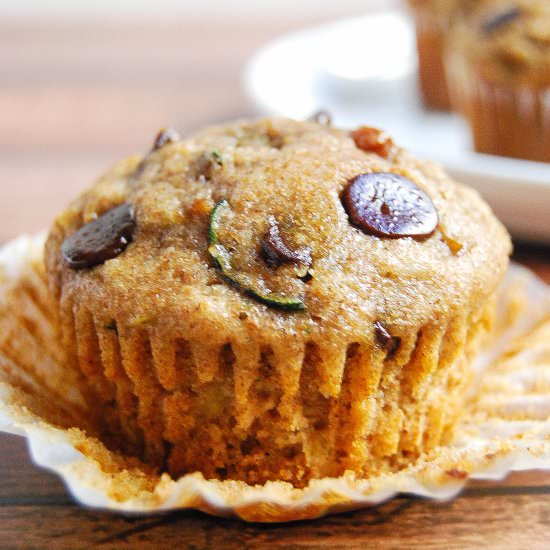 Chocolate Cherry Zucchini Muffins