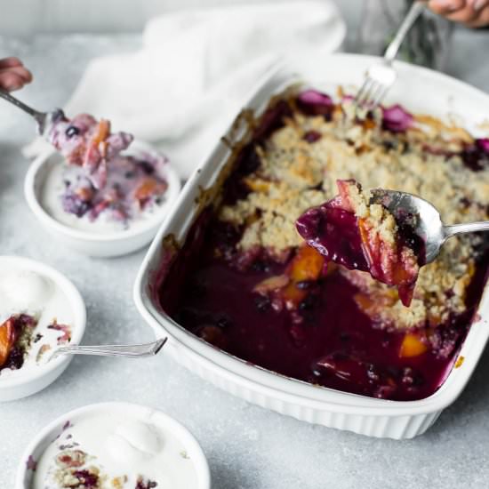 Peach and Blueberry Crumble