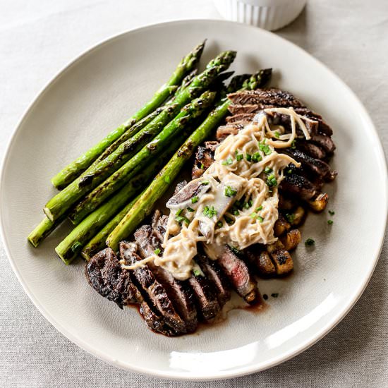 Steak in Mushroom Miso Sauce