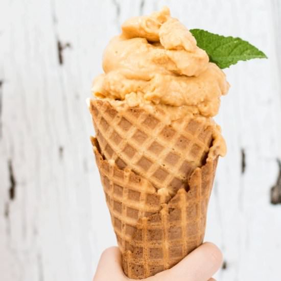 No Churn Vegan Peach Ice Cream