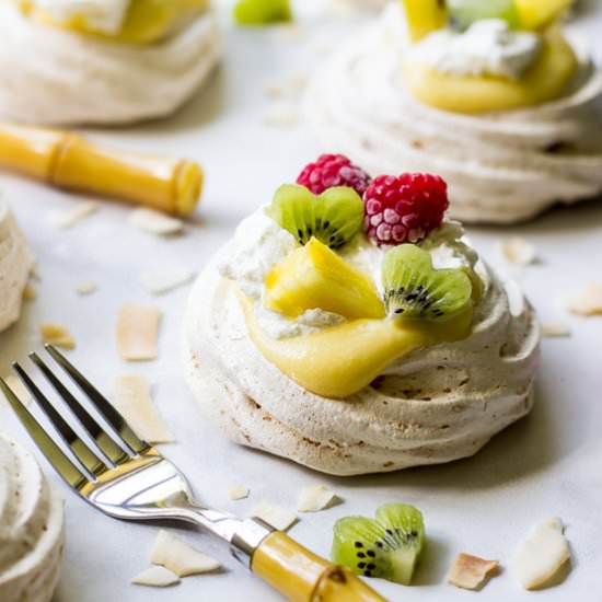 Coconut Pavlovas & Pineapple Curd