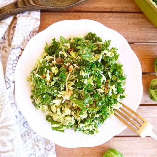 Brussels Sprouts + Kale Salad