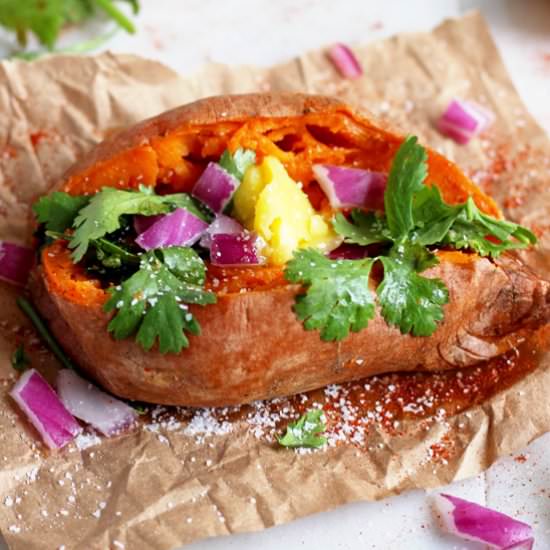 Ghee and Cilantro Sweet Potatoes