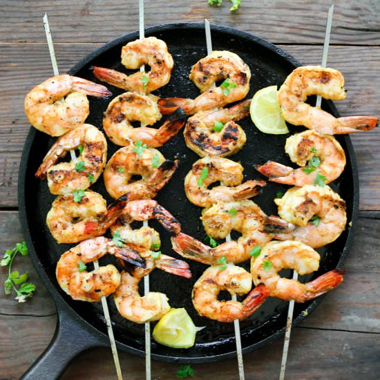 Grilled Lemon Curry Shrimp Skewers