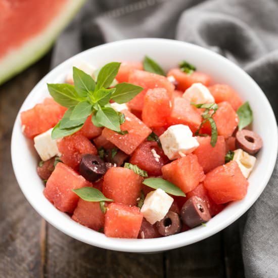 Watermelon, Feta and Basil Salad