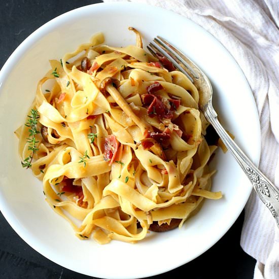 Mushroom Prosciutto Fettuccini