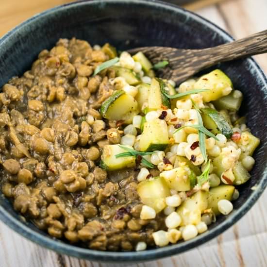 Miso Lentil Soup with Sweet Corn