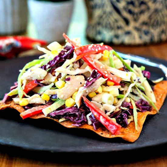 Asian Slaw with Egg Roll Crackers