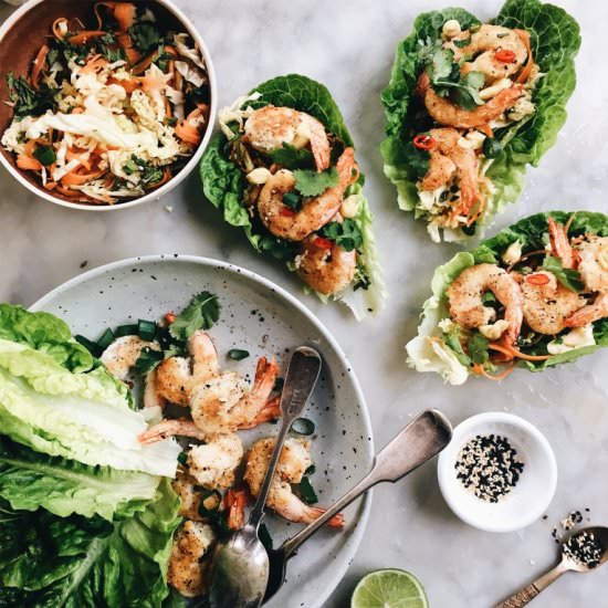 Salt and Pepper Prawn Lettuce Cups