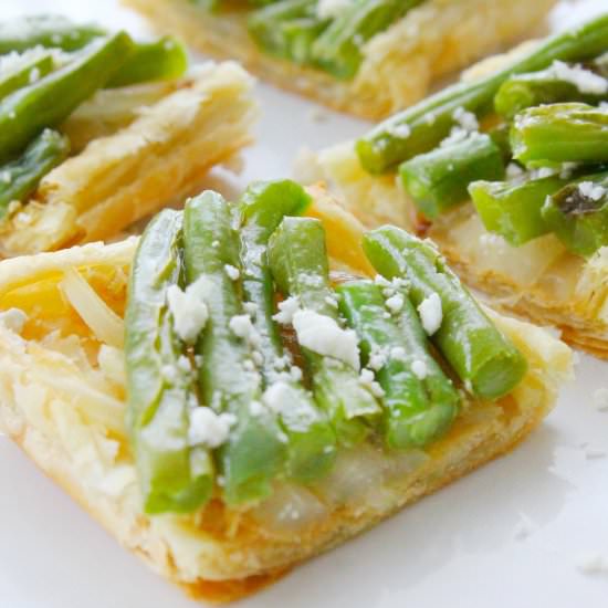 Grilled Green Bean and Onion Tart