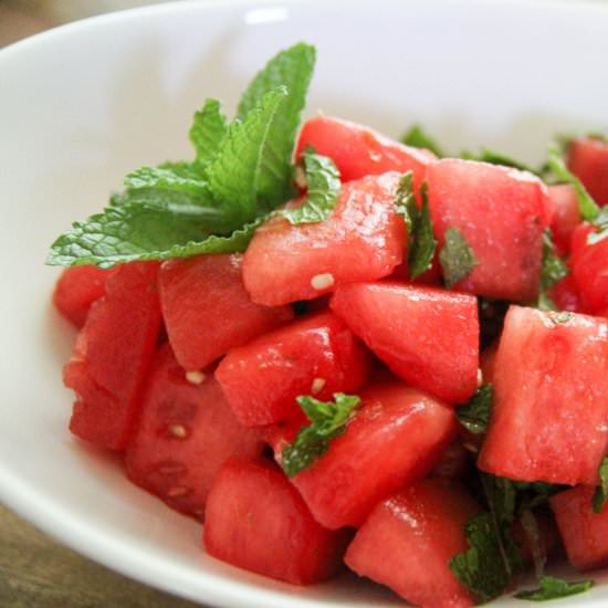 Salted Watermelon Salad w/ Cayenne