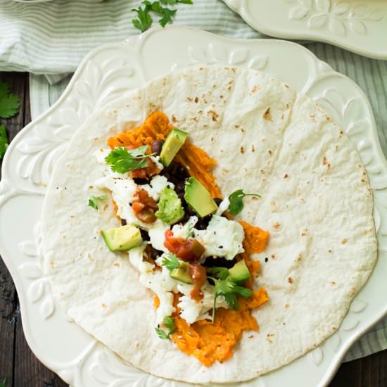 Sweet Potato Black Bean Burritos