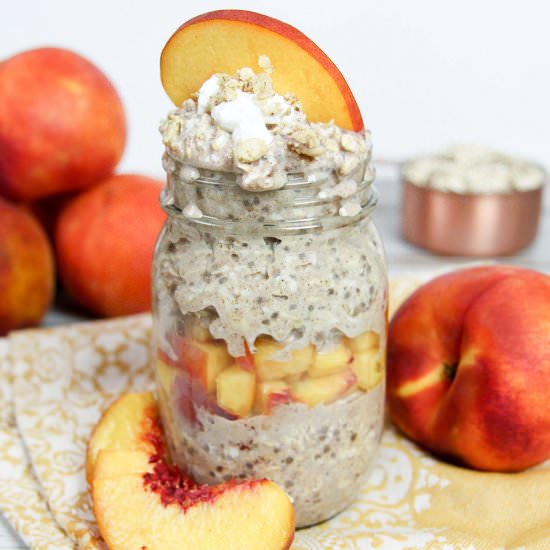 Peach Cobbler Overnight Oats