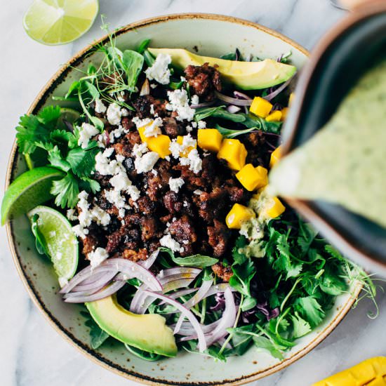 Mango Chorizo Taco Salad Bowls