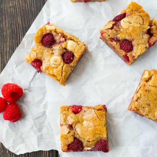 Raspberry White Chocolate Blondies
