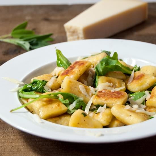Fried Gnocchi with Ruccola and Sage