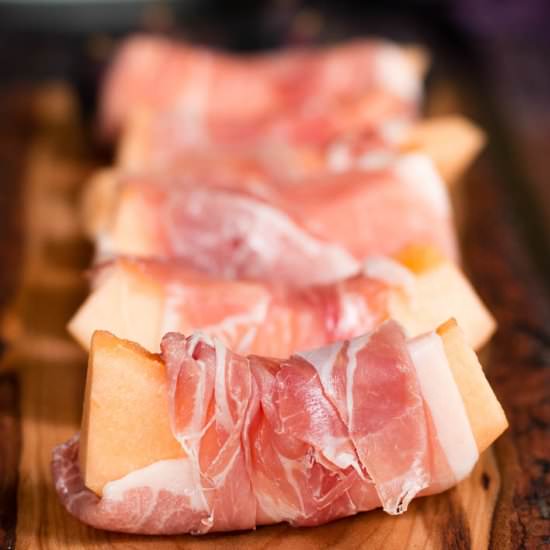 Prosciutto Wrapped Cantaloupe