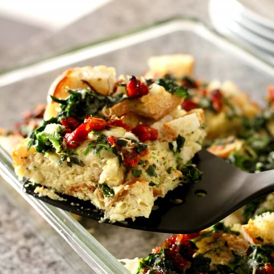 Spinach and Sun-Dried Tomato Strata