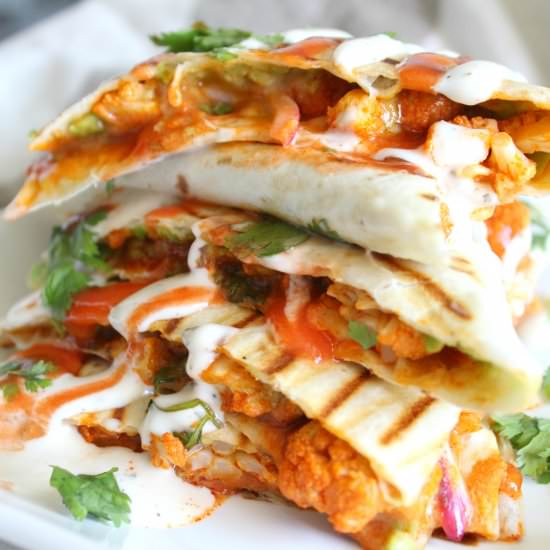 Buffalo Cauliflower Quesadillas
