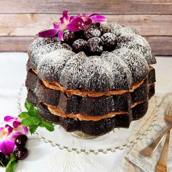 Dark Chocolate Cherry Bundt Cake