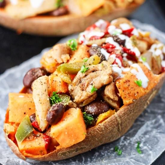Chicken Fajita Stuffed Sweet Potato