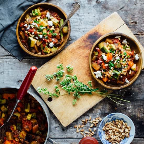Smoky Ratatouille with Goat Cheese