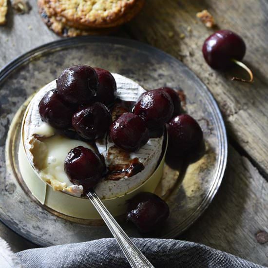 Baked Goat Brie with Cherries