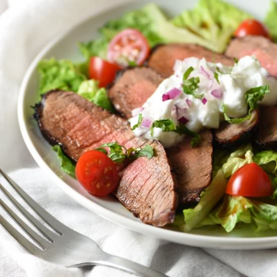 Grilled Steak Salad with Tzatziki