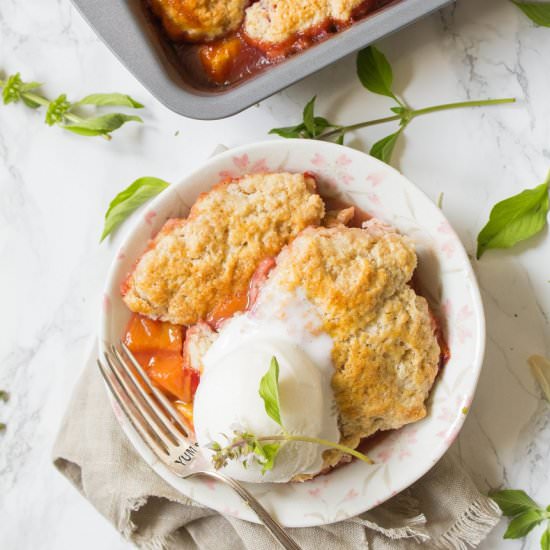 Strawberry Peach Cobbler a la Mode