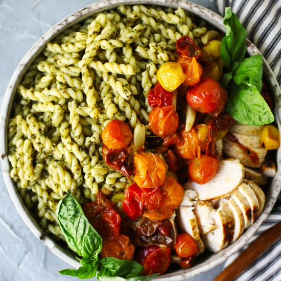 Pesto Pasta with Lemon Garlic Chicken