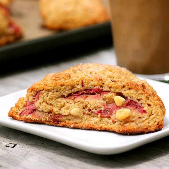 Rhubarb White Chocolate Scones
