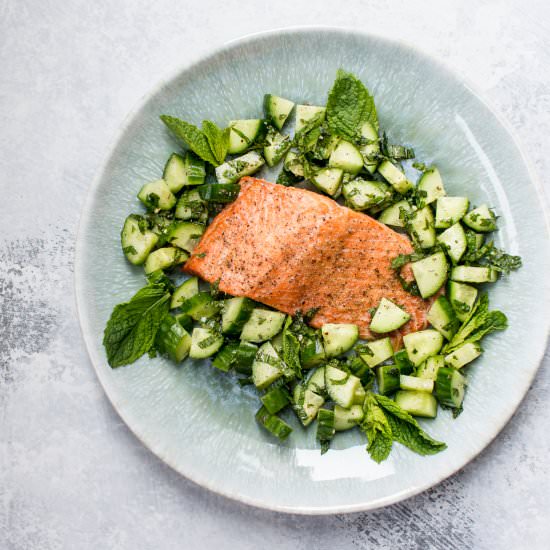 Salmon with Cucumber Mint Salsa