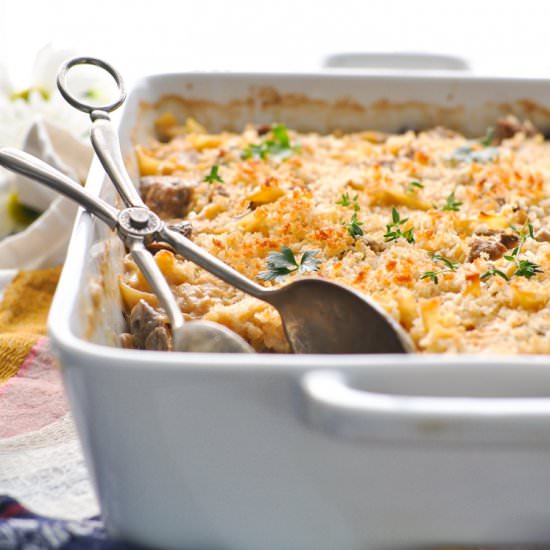 Dump-and-Bake Beef Stroganoff
