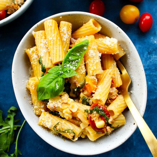 Easy Corn and Chorizo Pasta