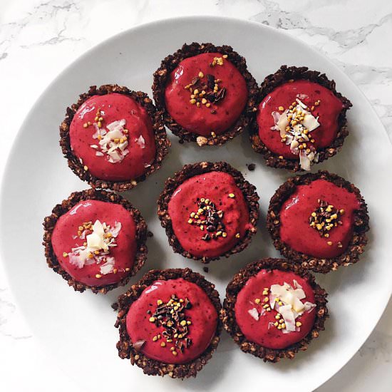 Chocolate Granola Cups with Cherry
