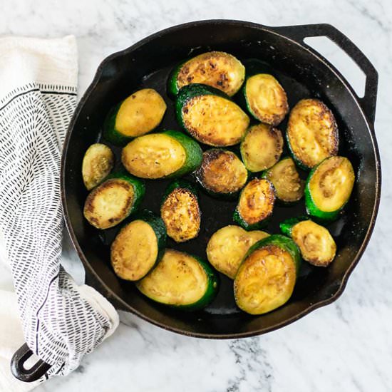 Beer braised zucchini