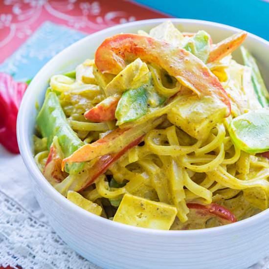 Vegan Noodles in Curry Sauce