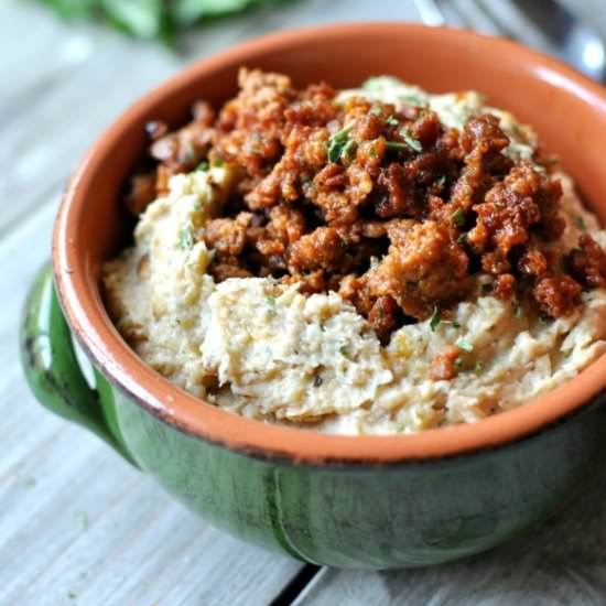 Garlic & Turnip Puree with Chorizo