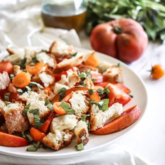 Summer Peach Panzanella Salad