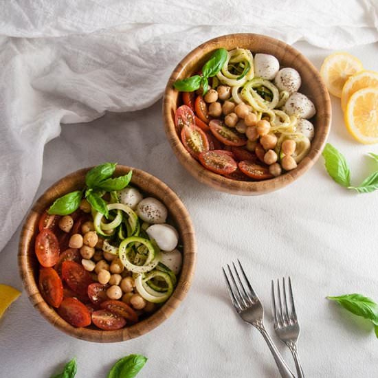 Caprese Zoodle Bowls with Chickpeas
