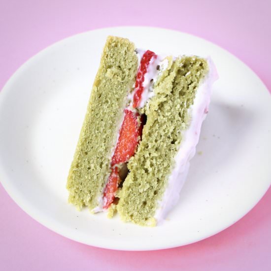 GF Vegan Matcha Strawberry Cake