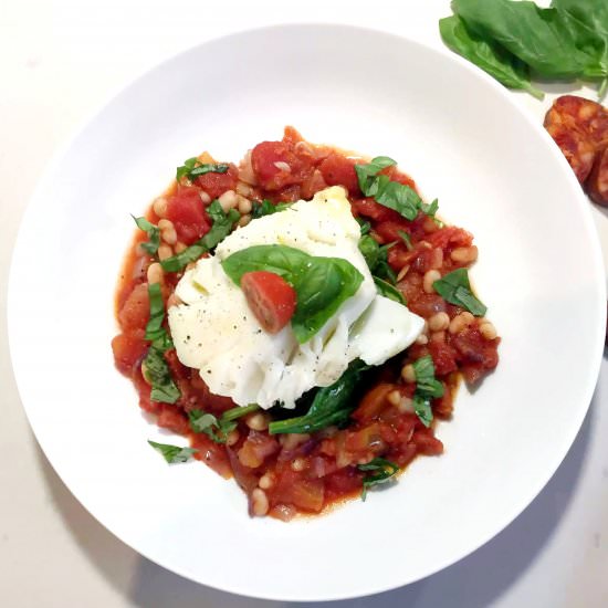 Cod with Tomato & Chorizo Cassoulet