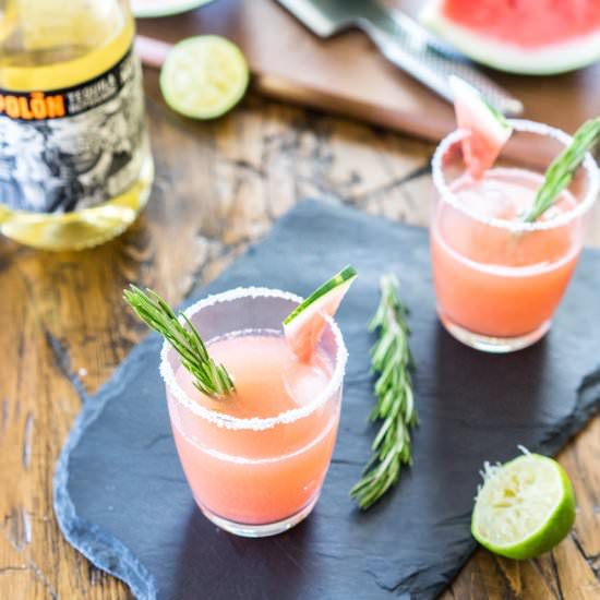 Watermelon & Rosemary Margaritas